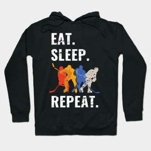 Eat Sleep Hockey Repeat - Funny Gift - Distress Design Hoodie